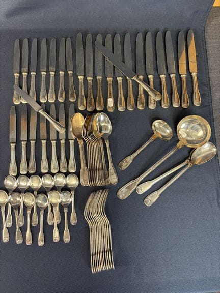 ERCUIS silver plated metal cutlery set, "shell" de
