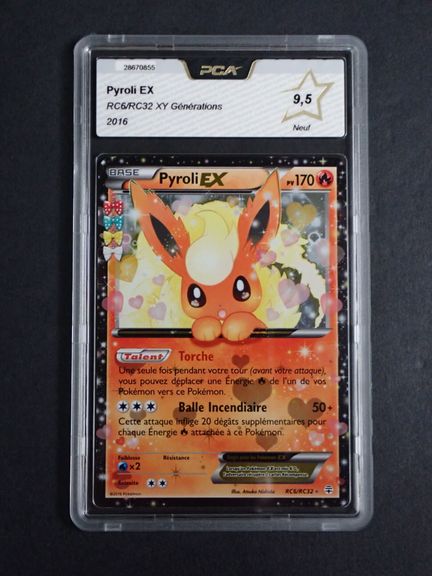 Carte Pokemon 
Contenu: 1 carte rare Pyroli EX 
Ed