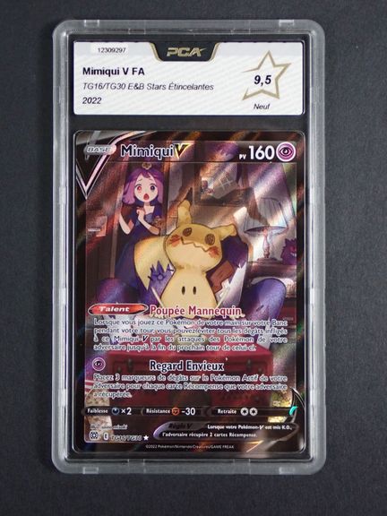 Carte Pokemon 
Contenu: 1 carte rare Mimiqui V
Edi