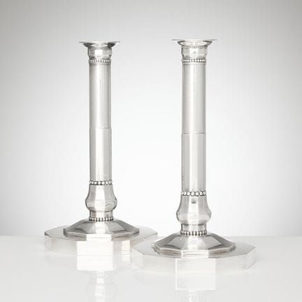 JOHAN ROHDE. Kerzenleuchter, ein Paar, Sterlingsil