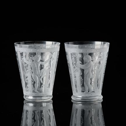 EDWARD HALD. Schnapsgläser, 2 Stück, Orrefors 1923