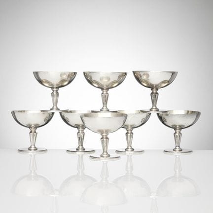 ERIK FLEMING. Cocktailgläser, acht Stück, Sterling