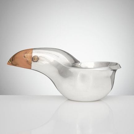GUNNAR CYRÉN. „Gul glasnäbb“, Schale, Sterlingsilb