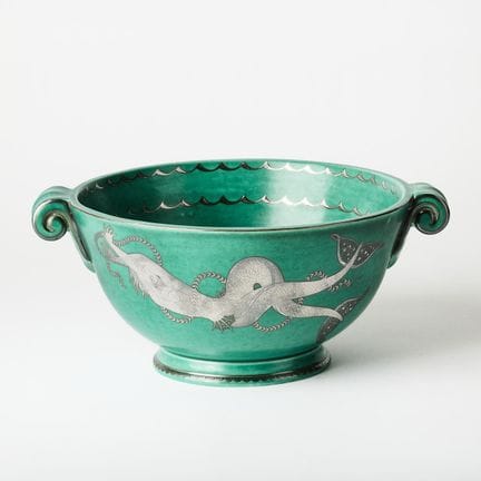 WILHELM KÅGE. Prunkschale mit Henkeln, Gustavsberg