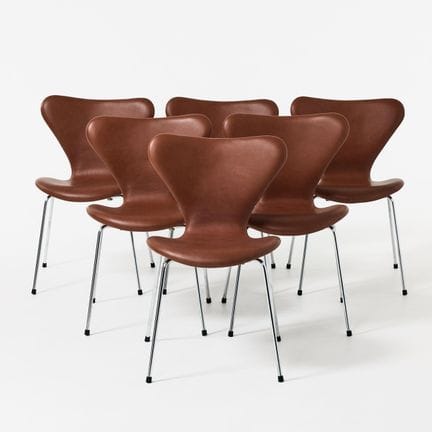 ARNE JACOBSEN. „Sjuan“, Stühle, sechs Stück, Fritz
