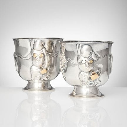 OLLE OHLSSON. Schalen auf Fuß, ein Paar, Silber, S