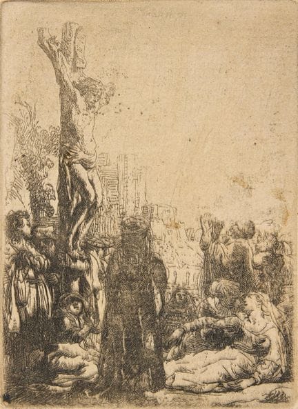REMBRANDT VAN RIJN. « La Crucifixion : petite plan