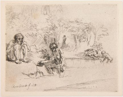 REMBRANDT VAN RIJN. « Les Baigneuses (« De Zwemmer
