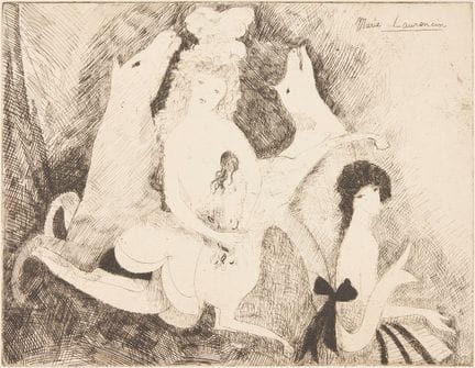 MARIE LAURENCIN. « Les Biches ». Gravure à l'eau-f
