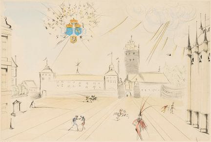 SALVADOR DALÍ. « Stockholms slott ». Sèche-point a