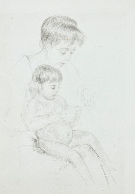 MARY CASSATT. « La manucure ». Pointe sèche sur pa