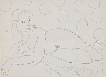 HENRI MATISSE. « Nu allongé sur fond à motifs circ