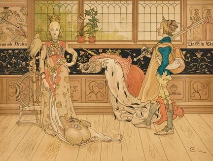 CARL LARSSON. « Sankt Göran ». Lithographie en cou