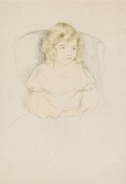MARY CASSATT. « Sara Smiling ». Pointe sèche en co