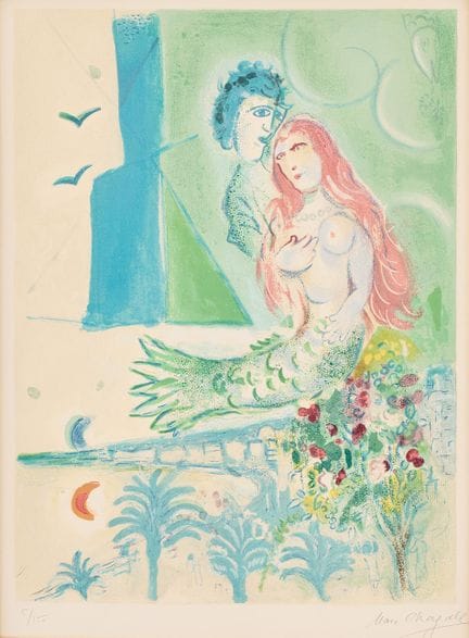 MARC CHAGALL. D'après. « Sirène au Poète » tiré de