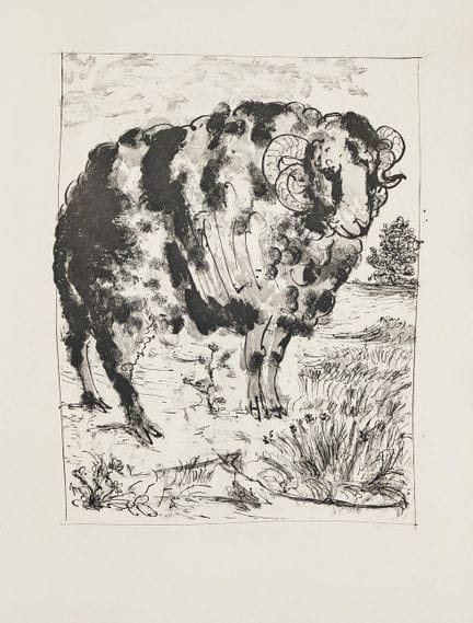 PABLO PICASSO. « Le Bélier », tiré de « Histoire N
