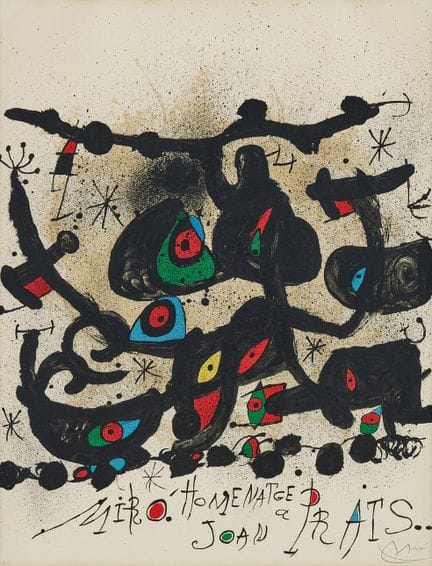 JOAN MIRÓ. « Homenatge à Joan Prats ». Lithographi