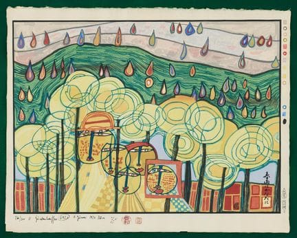 FRIEDENSREICH HUNDERTWASSER. « La pluie tombe loin