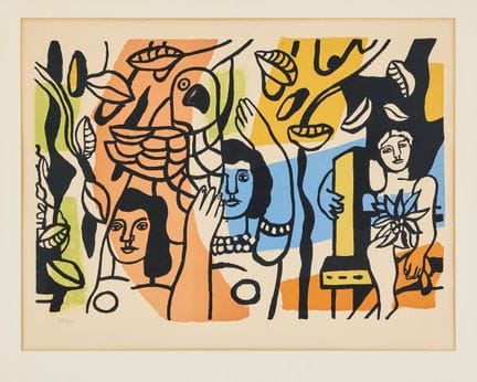 FERNAND LÉGER. « Les Femmes au Perroquet ». Lithog