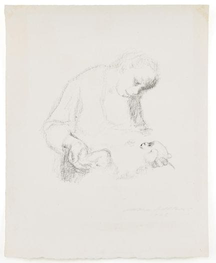 KÄTHE KOLLWITZ. « Junge Mutter mit Säugling ». Lit
