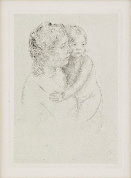 MARY CASSATT. « Denise tenant son enfant ». Pointe