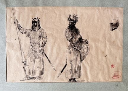 GIRAUD  Victor 1840-1871
Etude deux guerriers en a