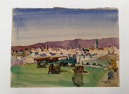 Franck SLOAN (1900-1984) 
Meknès 1936
Acquerello e