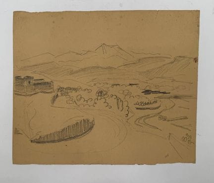 Franck SLOAN (1900-1984)
Paesaggio montano
Matita 