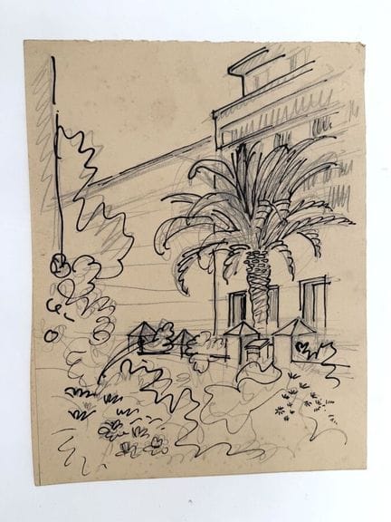 Franck SLOAN (1900-1984)
Palma davanti a un edific