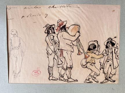 GIRAUD  Victor 1840-1871
Etude joueurs de cornemus