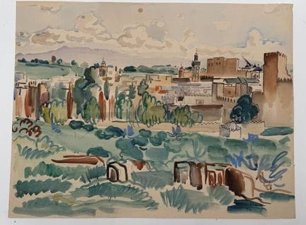 Franck SLOAN (1900-1984)
Fez
Acquerello su carta 
