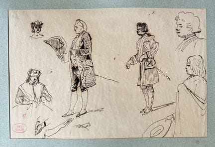 GIRAUD  Victor 1840-1871
 Etude: hommes en habit, 