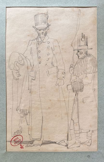 GIRAUD  Victor 1840-1871
Etude deux homme en redin