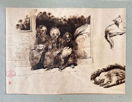 GIRAUD  Victor 1840-1871
Etude trois personnages a