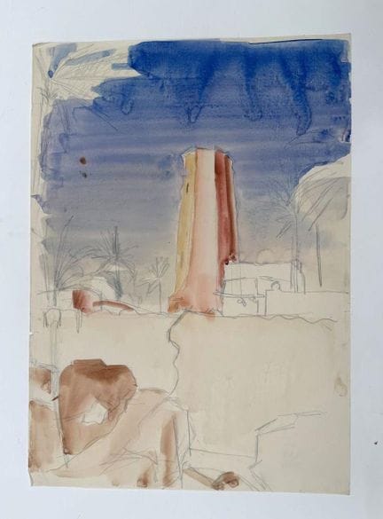 Franck SLOAN (1900-1984)
Grande torre 
Acquerello 