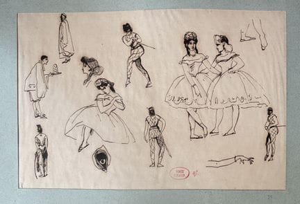 GIRAUD  Victor 1840-1871
Etude danseuse et arlequi