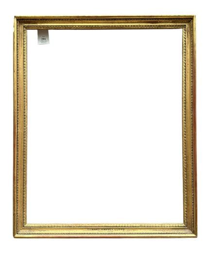 路易十六风格画框（38.5 × 31 × 2.5 厘米）
木质画框，表面饰以金箔，饰有珍珠卷纹和心形