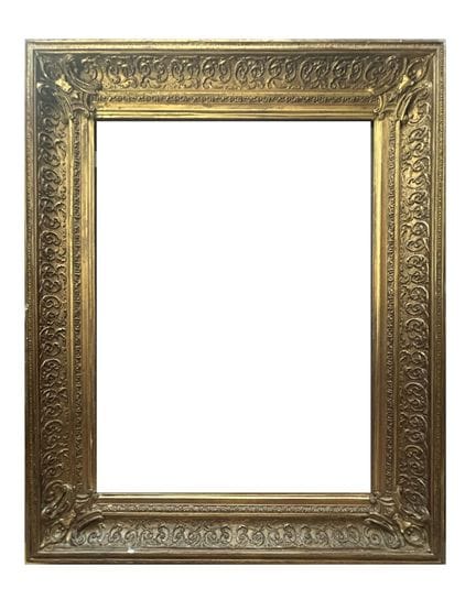 大型纳波利昂三世画框（99 x 74 x 20 厘米）
木质模制镀金浆糊画框，四角饰有叶卷和扣环。
