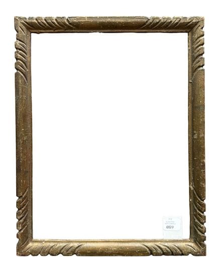 19世纪长条装饰条（26.5 × 20 × 2 厘米）
雕花镀金木质长条装饰条，四角饰有风格化的叶片