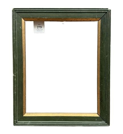 20世纪画框（17.5 × 14 × 2.5 厘米）
绿色漆面、带金色凹槽的雕花木框。
17.5 ×