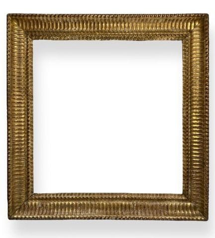 19 世纪 镜框（56.5 x 55.5 x 8.5 厘米）
镀金雕刻模制木框，带凹槽装饰。 
56