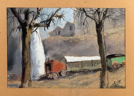CHARLES FELIX GIR (1883-1941).
Roulottes. 
Aquarel