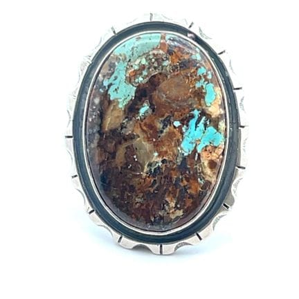 GRANDE BAGUE EN TURQUOISE D'ARIZONA en argent (925
