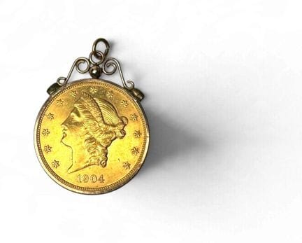 PENDENTIF avec pièce de monnaie USA 20 Dollars Lib