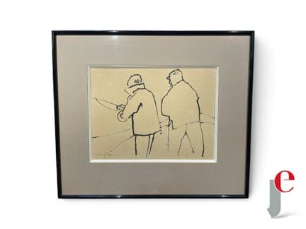 RENÉ GENIS (1922-2004)
Deux pécheurs 
Dessin sur p