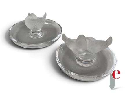 LALIQUE
Set di due misuratori di anelli in vetro, 