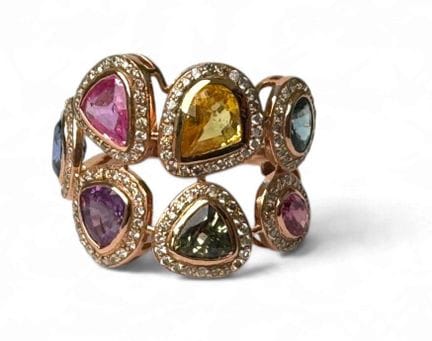 BAGUE TUTTI FRUTTI EN OR ROSE 14k (585 millièmes) 