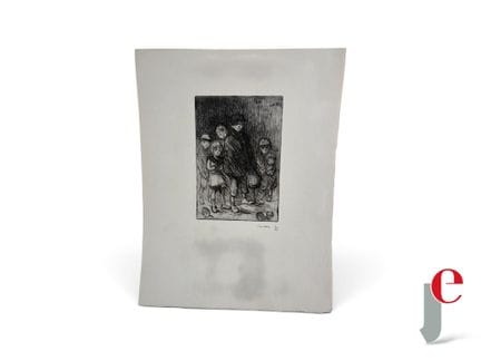 FRANÇISQUE POULBOT (1879 - 1946).
Enfants sous plu