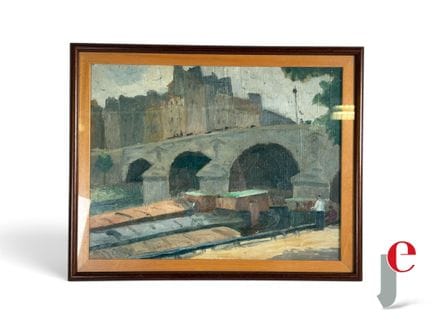 MODERNE SCHULE. 
Paris, die Pont Marie. 
Öl auf Ka