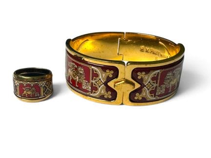 FREY WILLE
BRACELET ET BAGUE en métal doré avec ém
